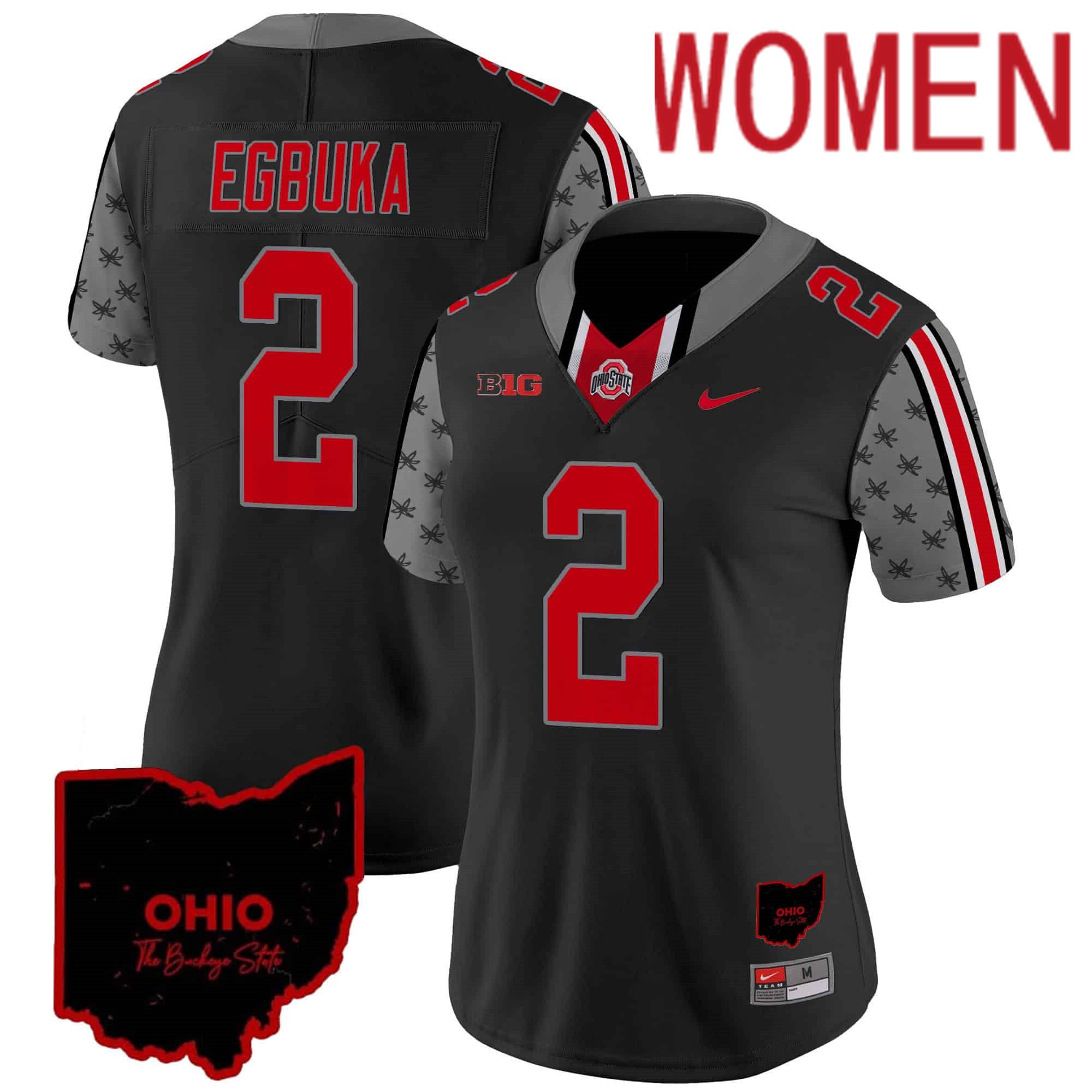 Women Ohio State Buckeyes #2 Egbuka Black 2024 Nike Home Patch Vapor Limited NCAA Jersey style 1->indianapolis colts->NFL Jersey